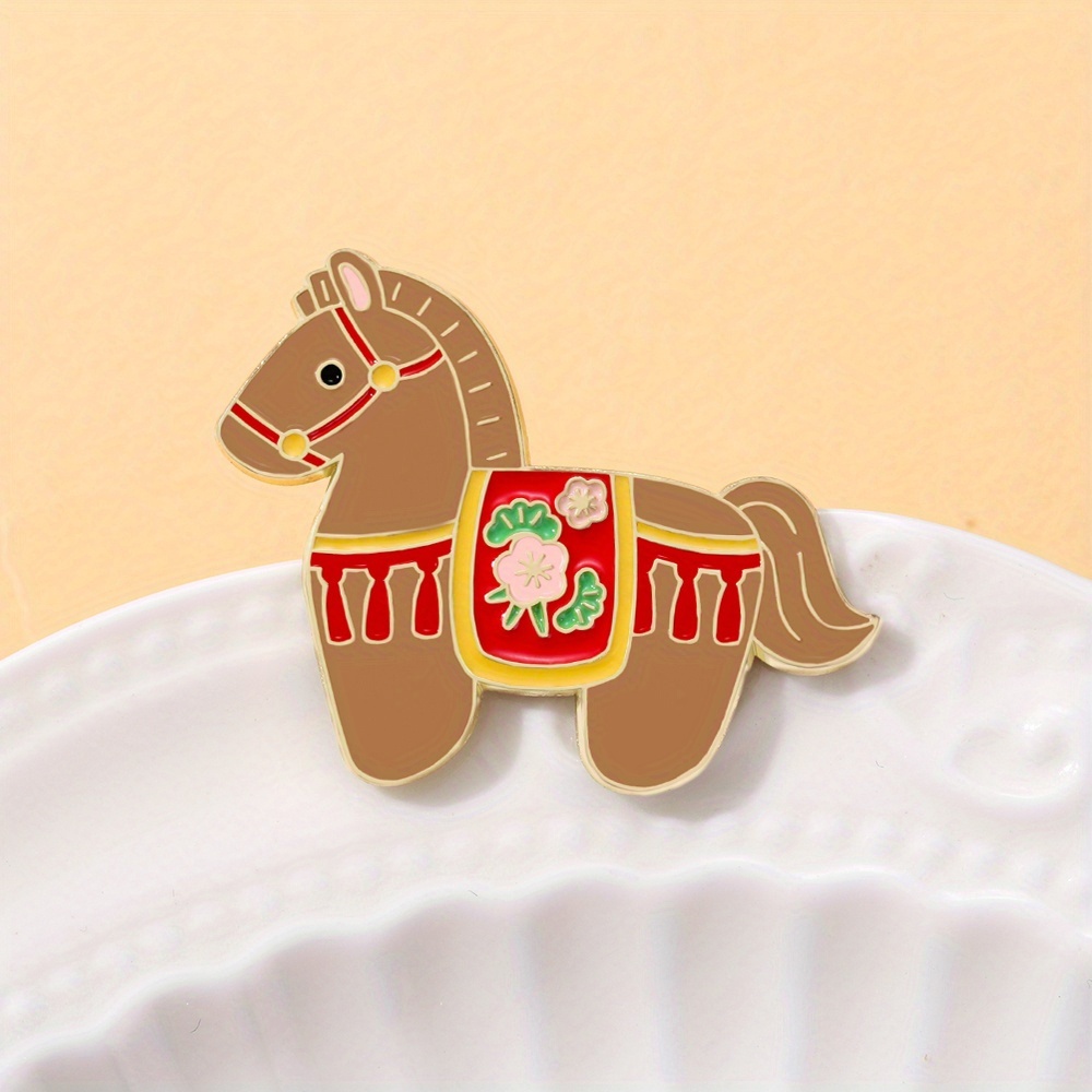 Vintage Horse Enamel Brooch, Cute National Style Accessory